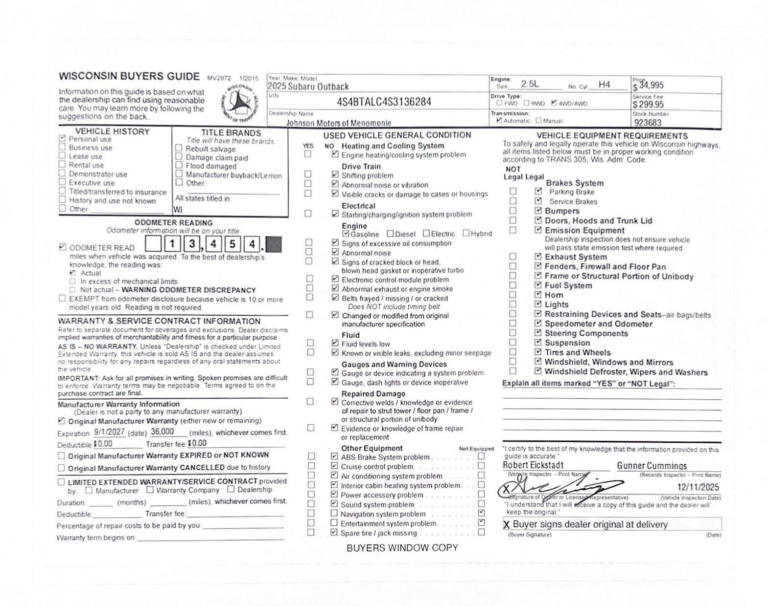 2025 Subaru Outback Onyx Edition