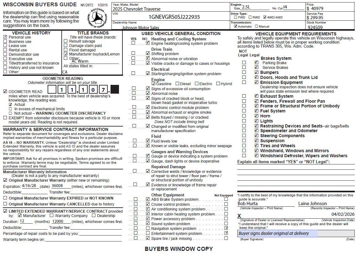 2025 Chevrolet Traverse LT