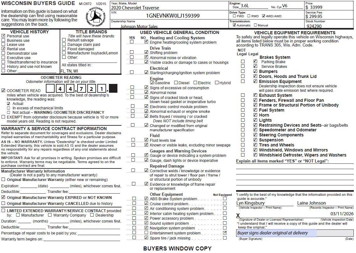 2020 Chevrolet Traverse High Country