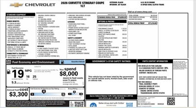 2026 Chevrolet Corvette Stingray 1LT