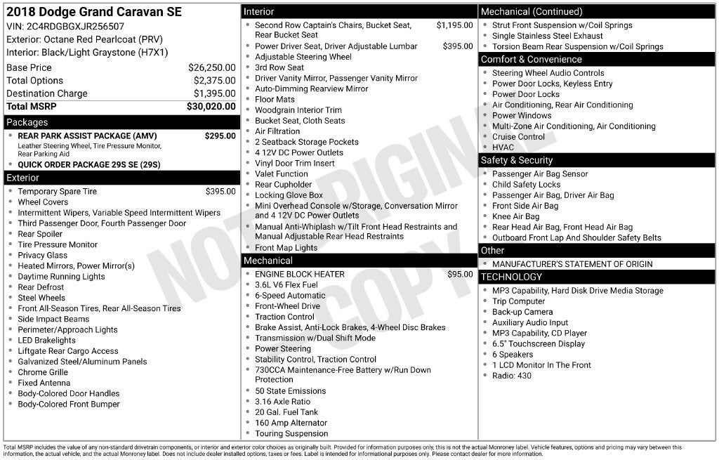 2018 Dodge Grand Caravan SE